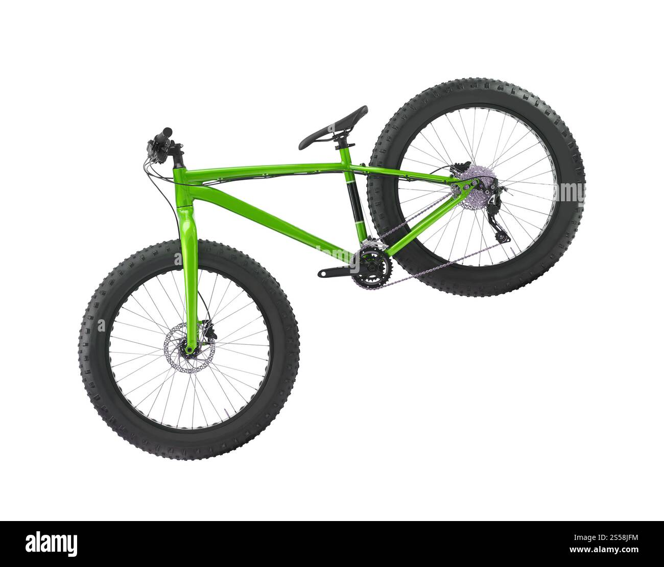 Grünes Mountainbike isoliert auf weiß. Grünes Mountainbike Stockfoto