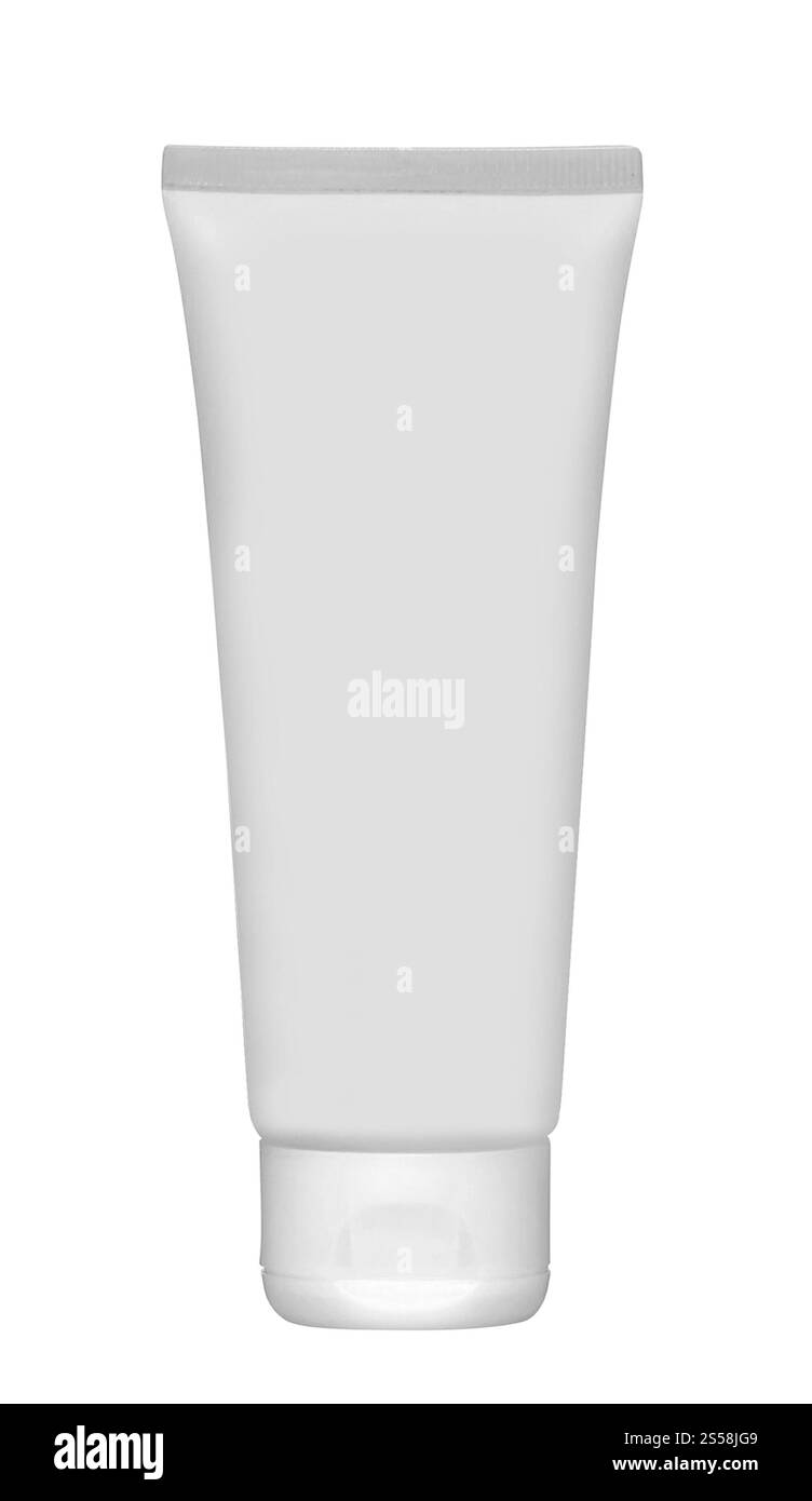 Weißes Röhrchen für Creme isoliert auf einem weißen. Weißes Röhrchen für Creme isoliert auf weiß Stockfoto