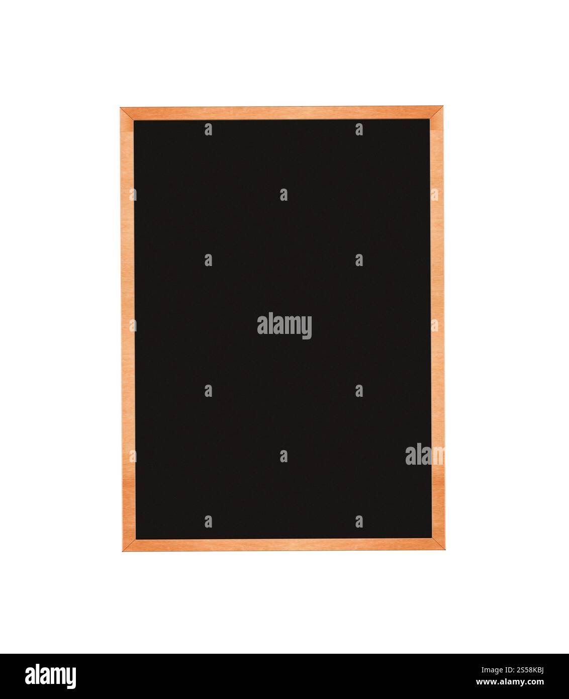 Leere Kreidetafel isoliert auf weißem Hintergrund. Leere Kreidetafel Stockfoto