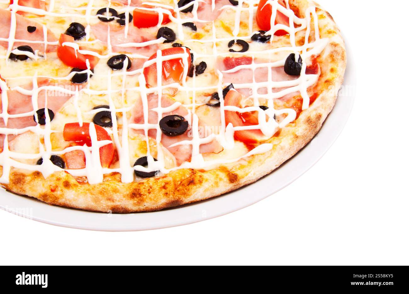 Pizza isoliert auf weißem Hintergrund. Pizza Stockfoto