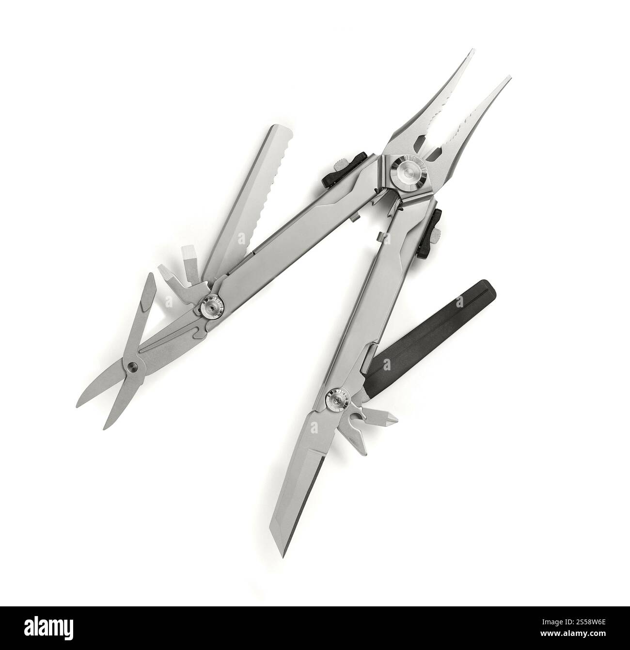 Taschenmesser isoliert auf weißem Hintergrund. Taschenmesser isoliert auf weiß Stockfoto