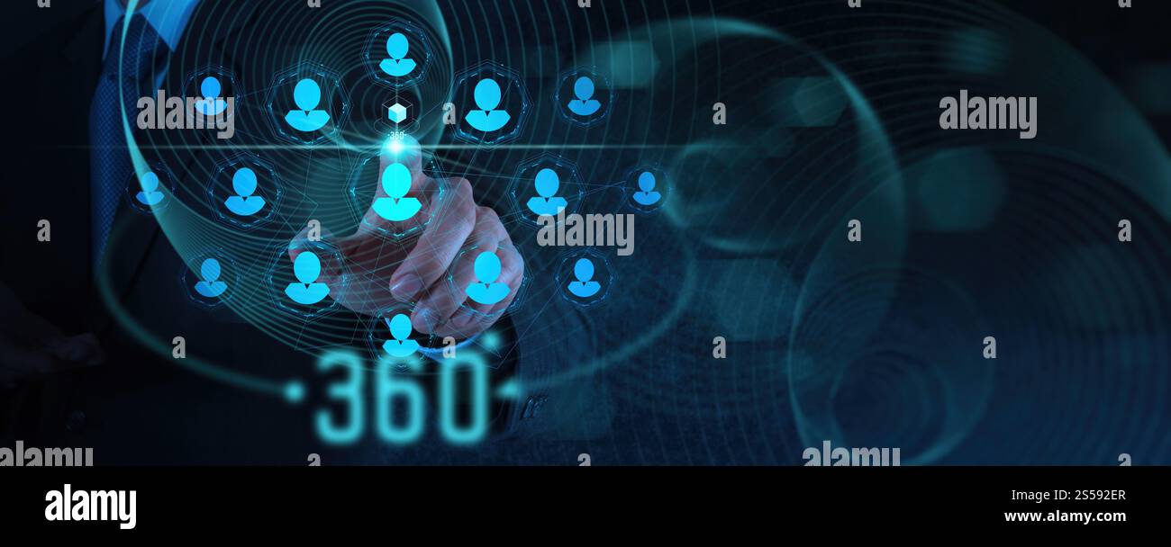 Metaverse Digital Cyber World Technologie Konzept Geschäftsmann Erfolg Zusammenarbeit mit seinem Team als Konzept mit virtuellem digitalem Dashboard die reale Welt Stockfoto