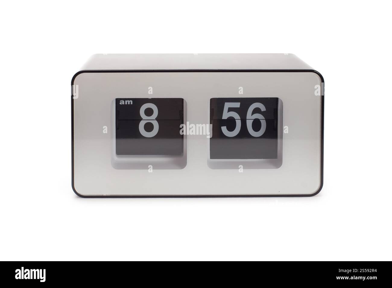 Uhr auf weißem Hintergrund isoliert. Uhr Stockfoto