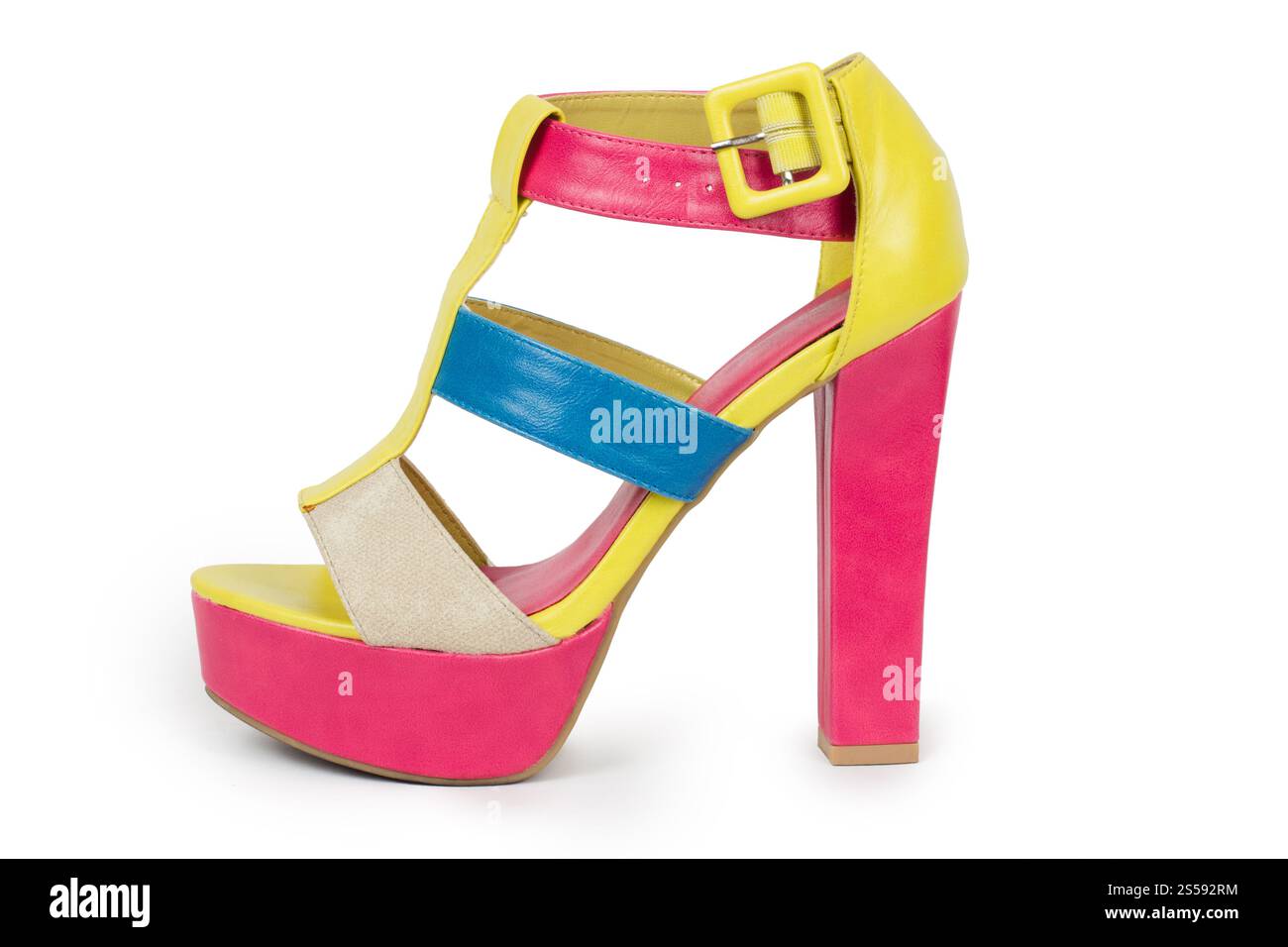 Frauenschuhe isoliert auf weißem Hintergrund. Damenschuhe Stockfoto