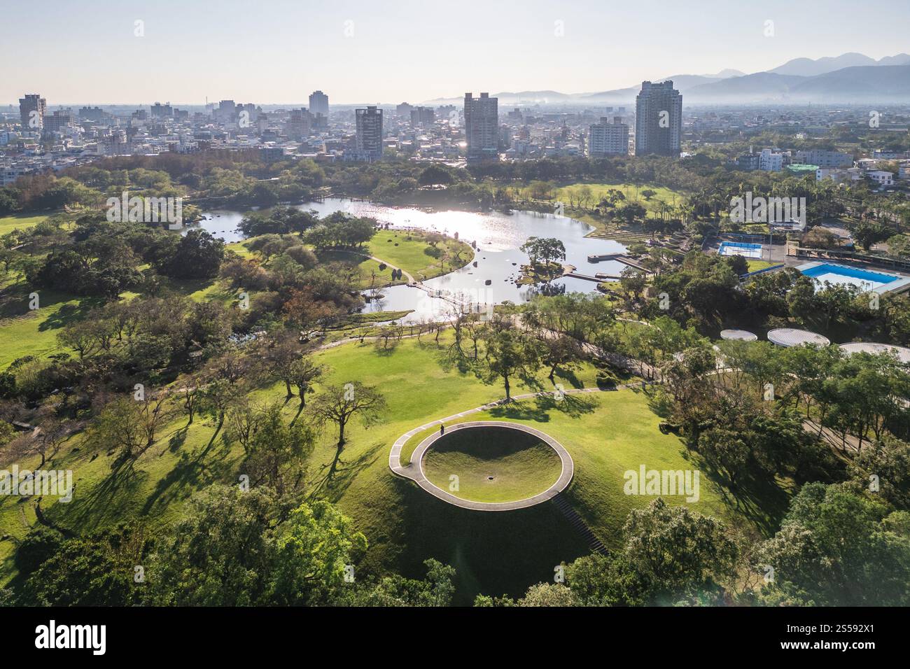 Luftaufnahme des Luodong Sports Park in Luodong Township, Yilan County, Taiwan Stockfoto