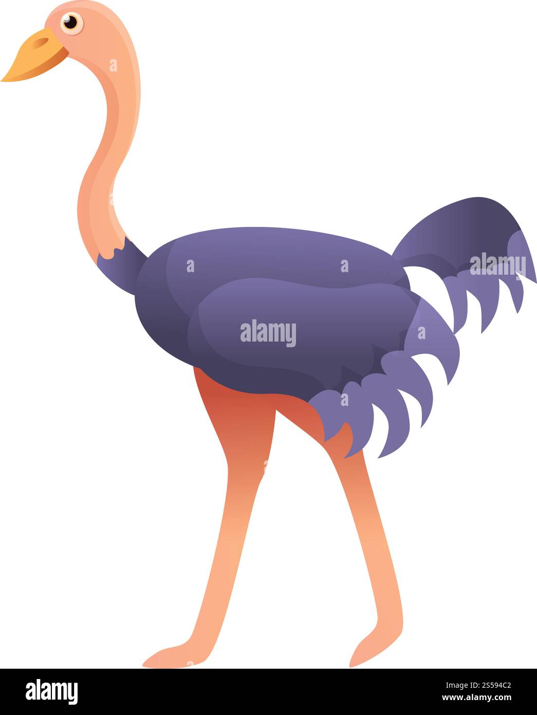 Strauß-Symbol. Cartoon des Straußenvektorsymbols für Webdesign isoliert auf weißem Hintergrund. Straußensymbol, Cartoon-Stil Stock Vektor