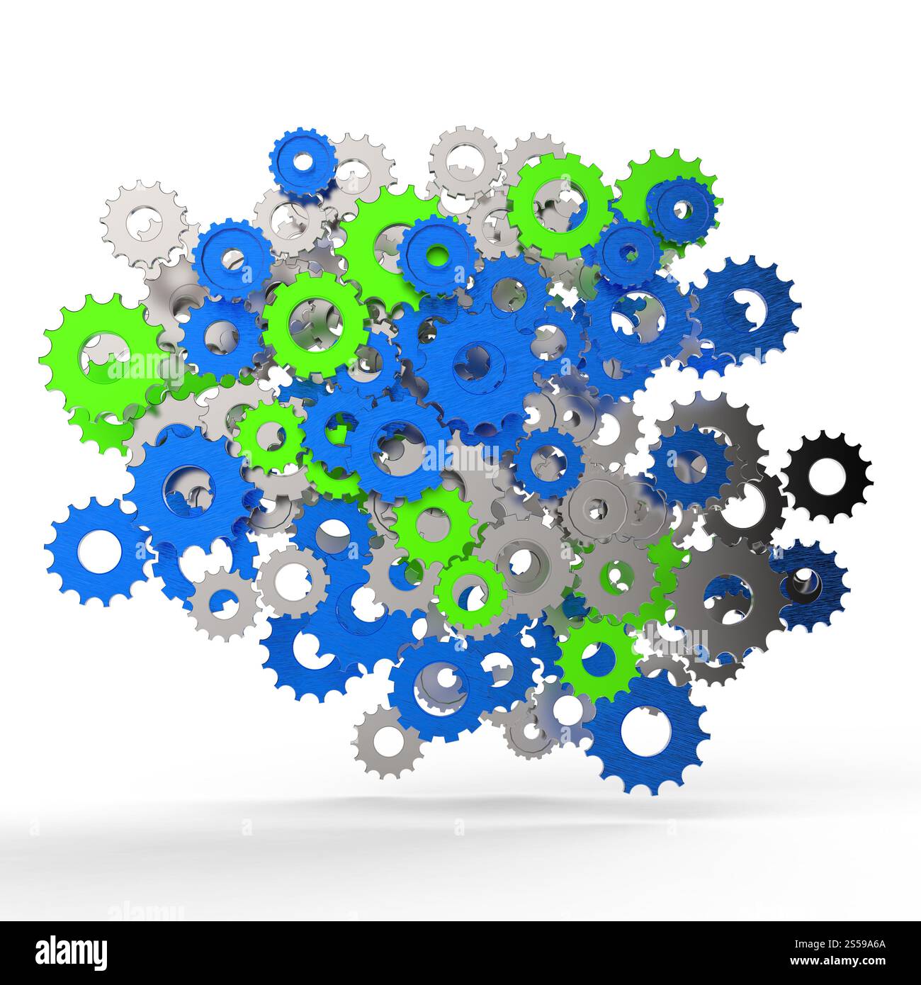 3D Zahnrad Zahnrad auf weißem Hintergrund Stockfoto