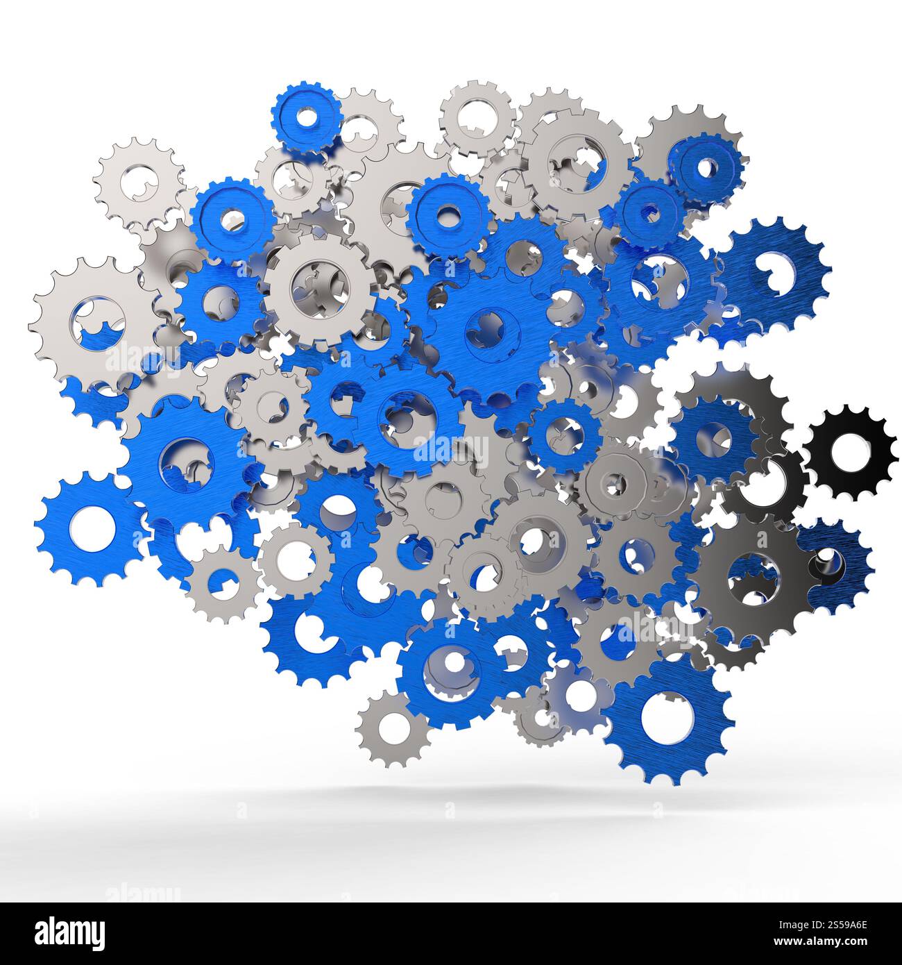 3D Zahnrad Zahnrad auf weißem Hintergrund Stockfoto