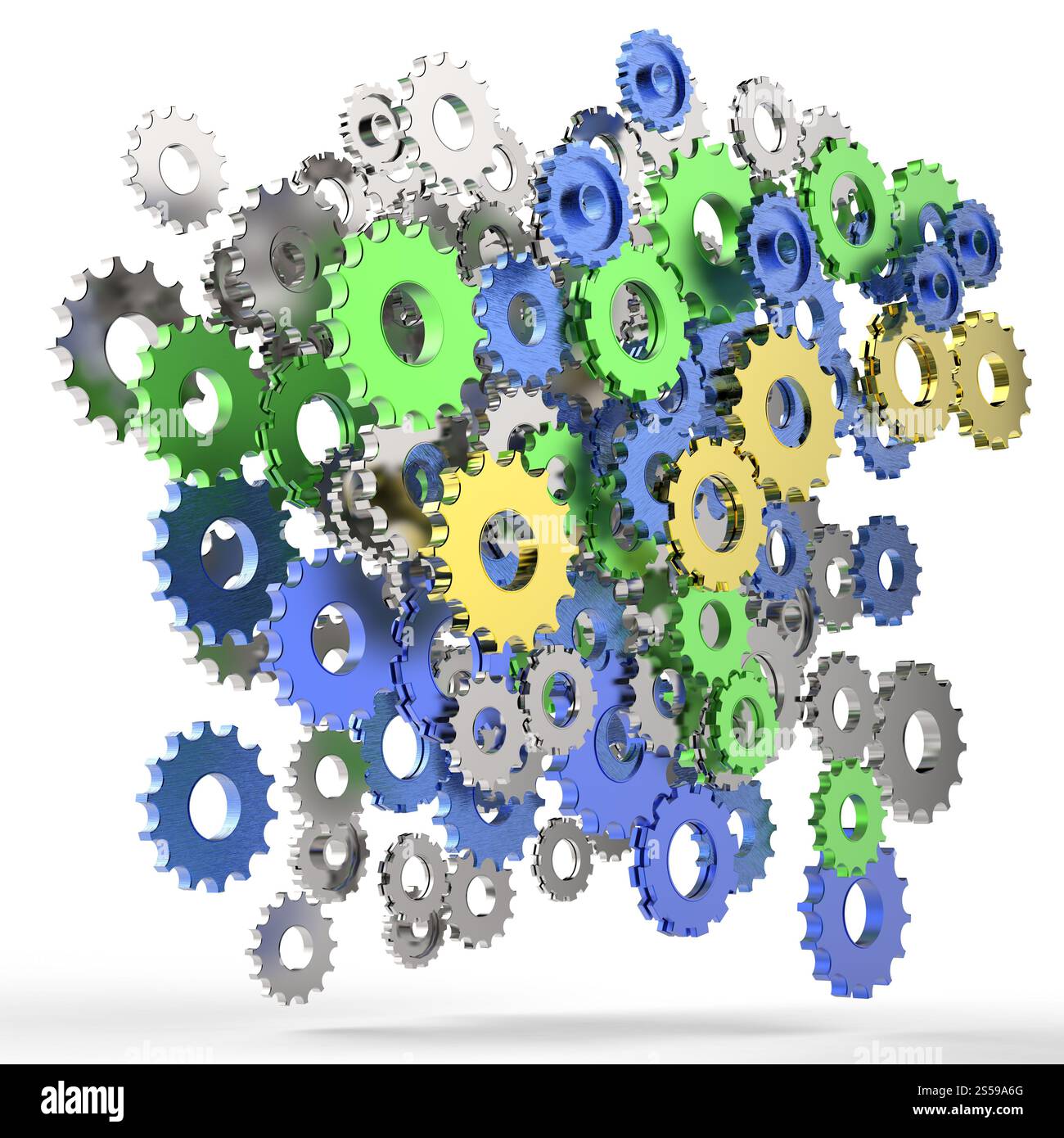 3D Zahnrad Zahnrad auf weißem Hintergrund Stockfoto