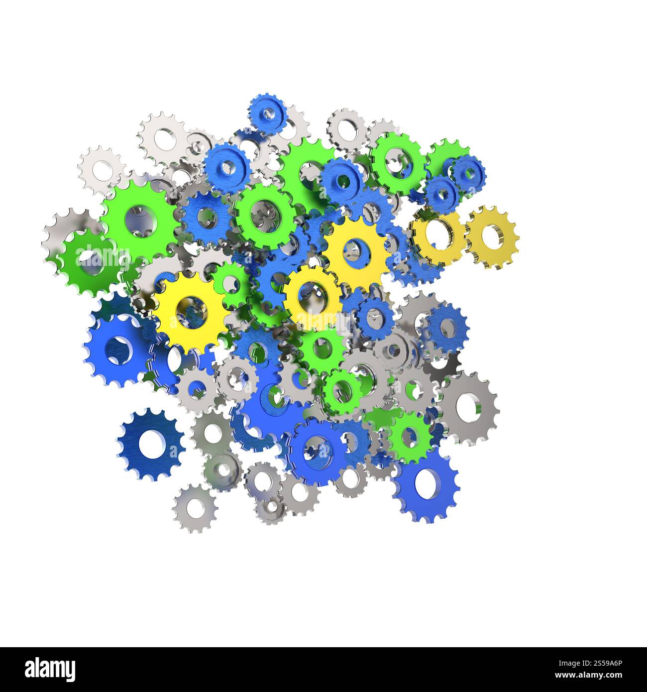 3D Zahnrad Zahnrad auf weißem Hintergrund Stockfoto