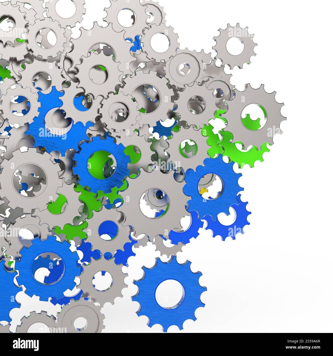 3D Zahnrad Zahnrad auf weißem Hintergrund Stockfoto