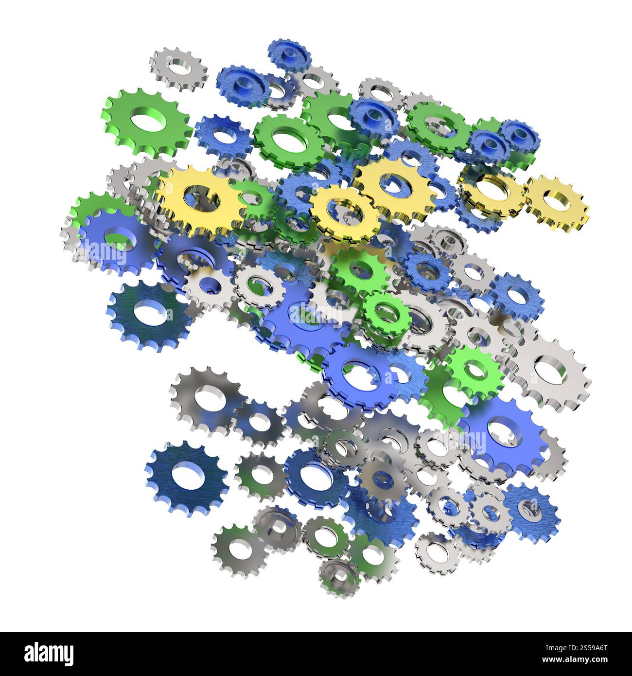 3D Zahnrad Zahnrad auf weißem Hintergrund Stockfoto