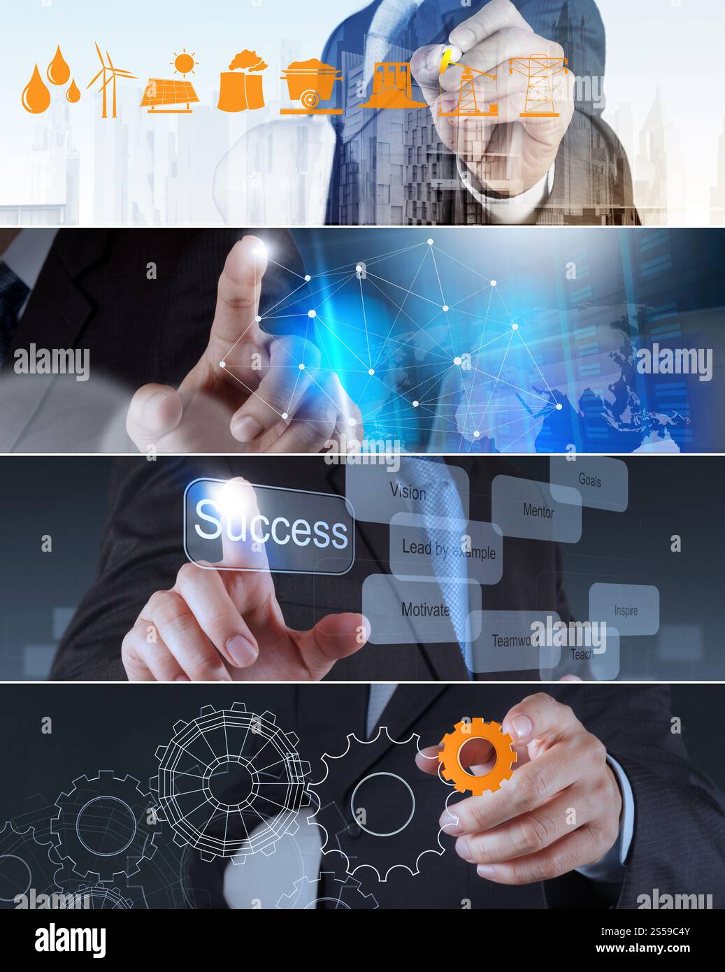 Collage von Foto-Business-Strategie als Konzept Stockfoto