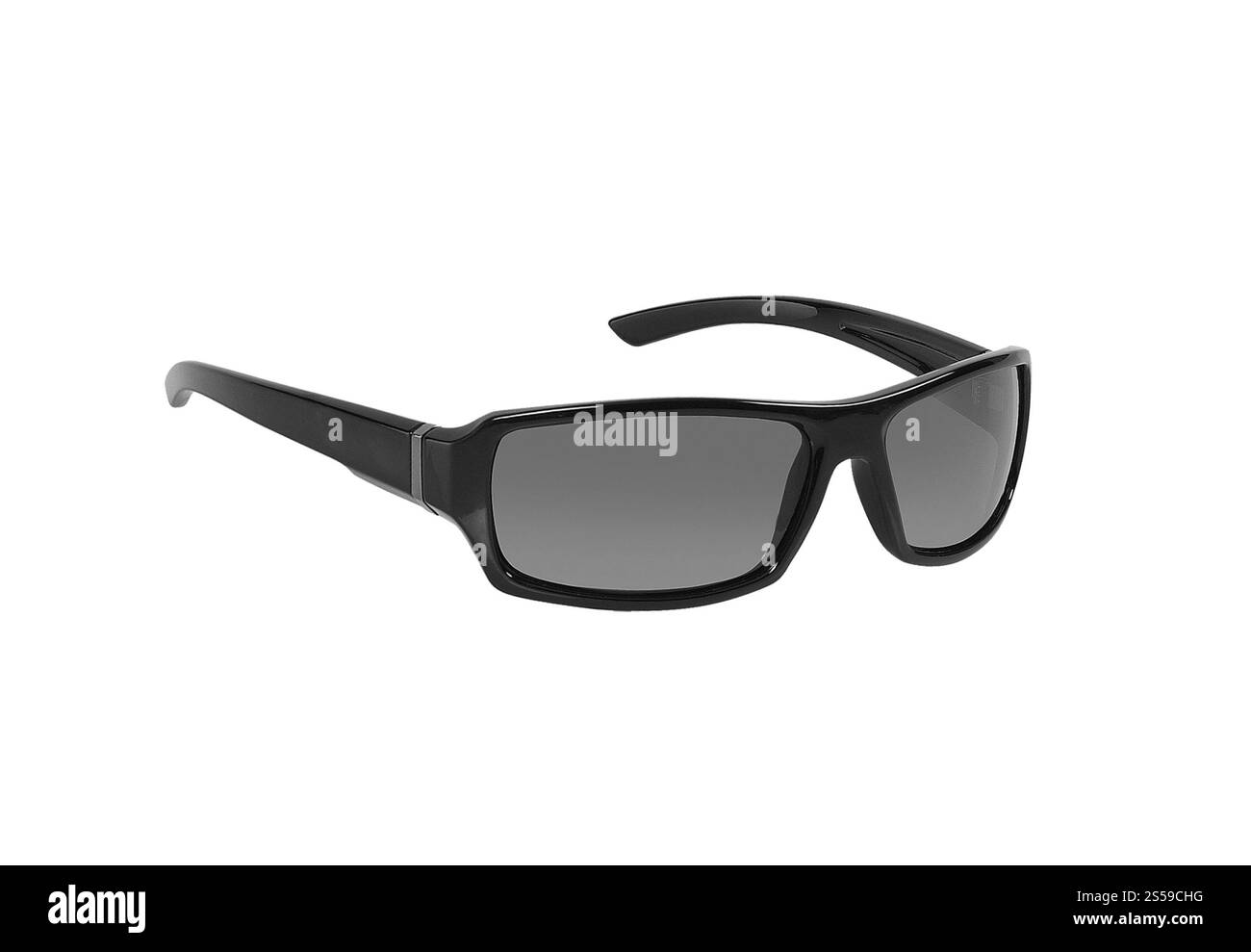 Schwarze Sonnenbrille isoliert auf weißem Hintergrund. Schwarze Sonnenbrille Stockfoto