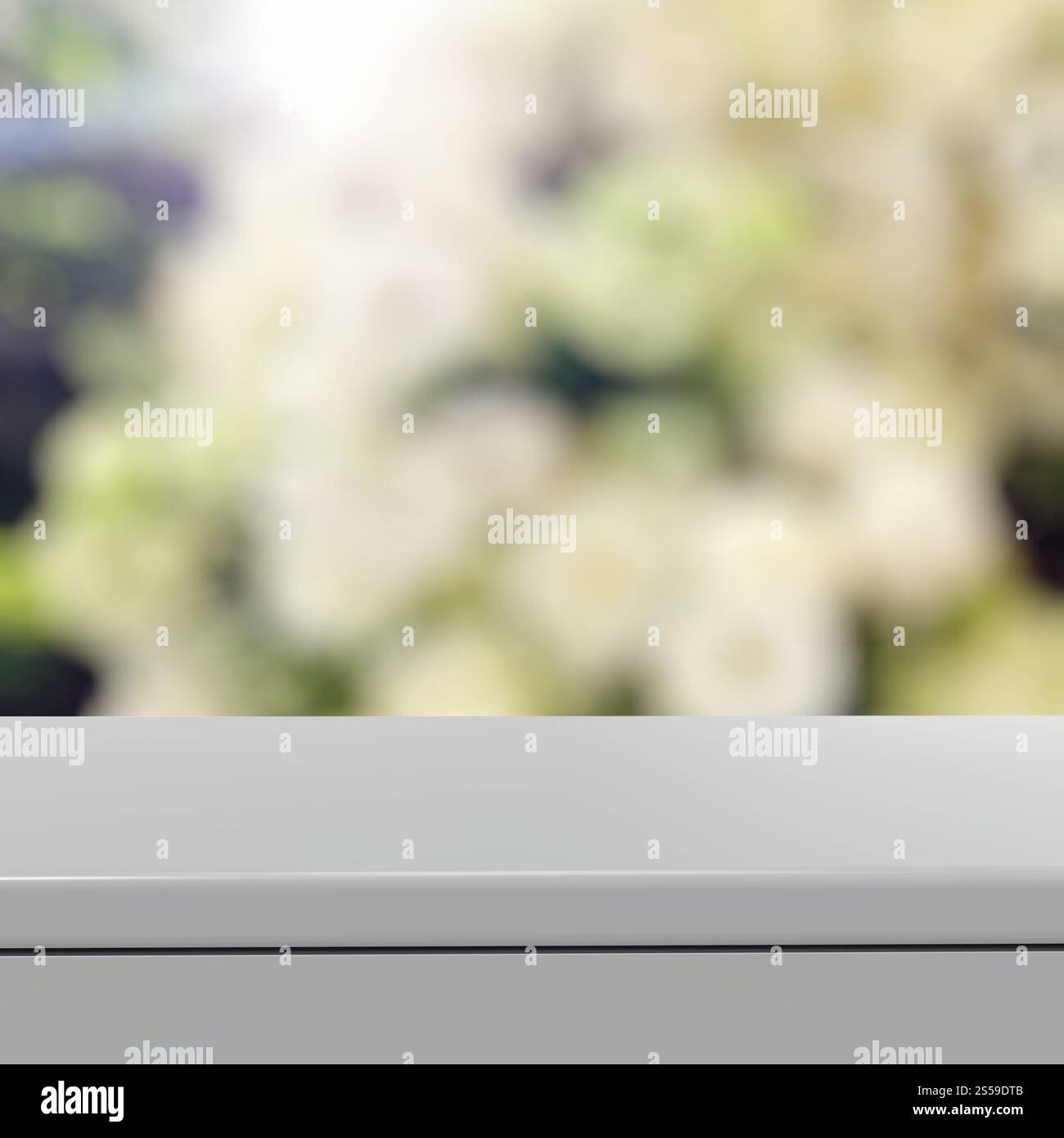 Leere Tabelle und unscharfen Hintergrund zur Produkt-Präsentation Stockfoto