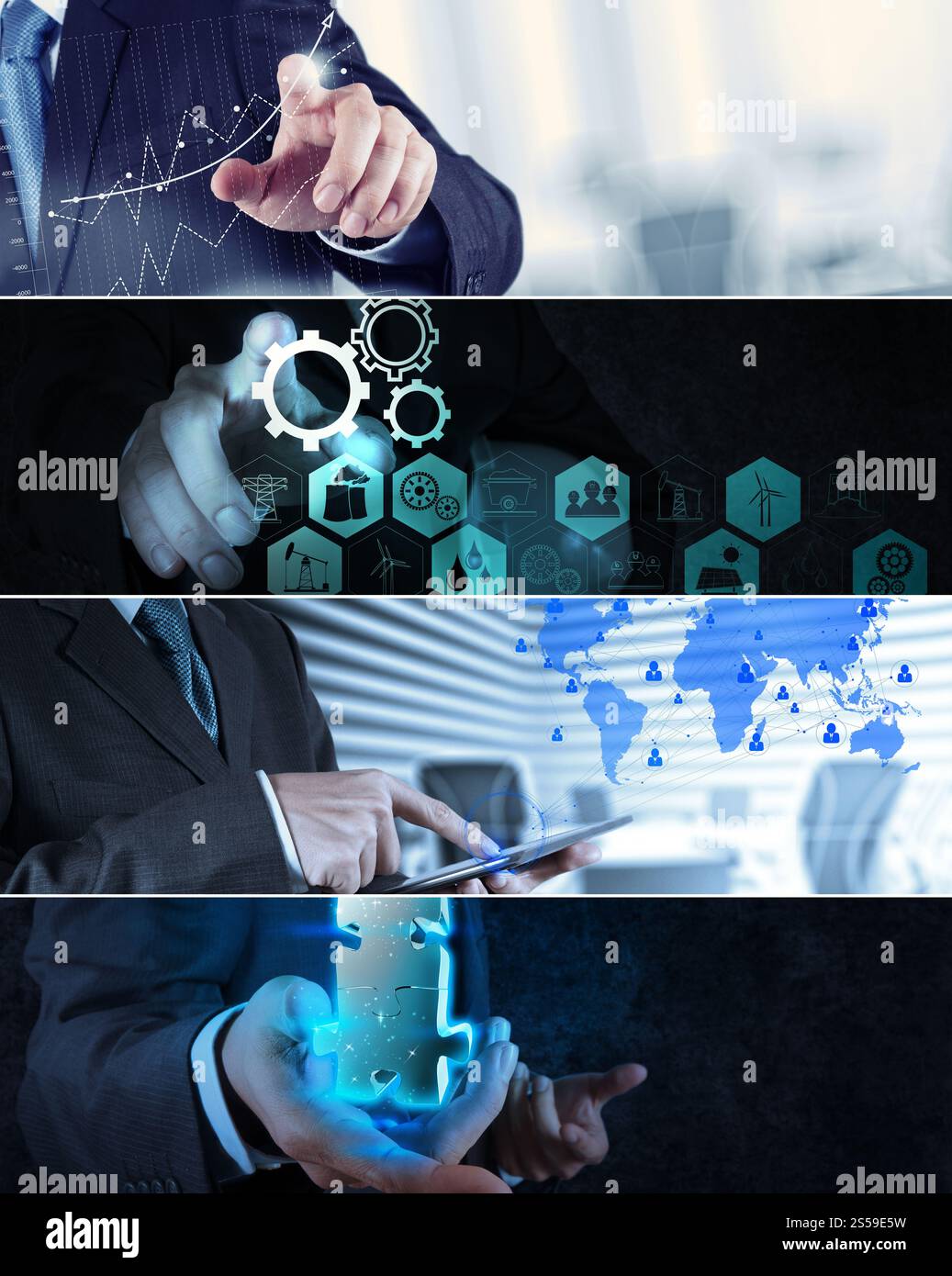 Collage von Foto-Business-Strategie als Konzept Stockfoto
