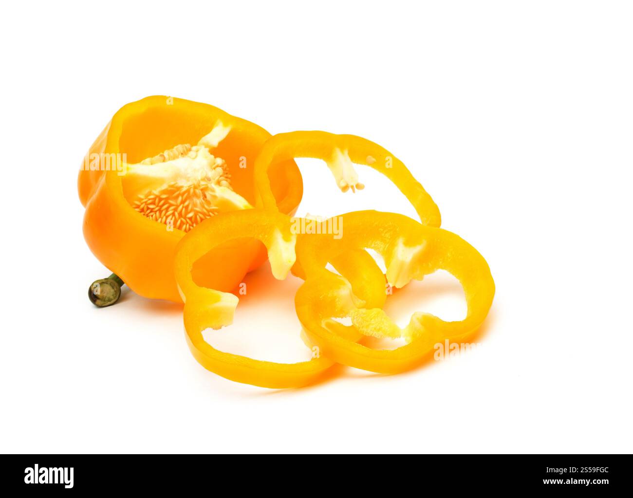 Süßer Pfeffer isoliert auf weißem Hintergrund. Süßer Pfeffer Stockfoto