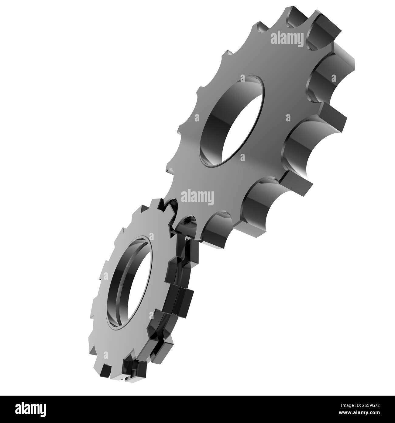 3D Zahnrad Zahnrad auf weißem Hintergrund Stockfoto