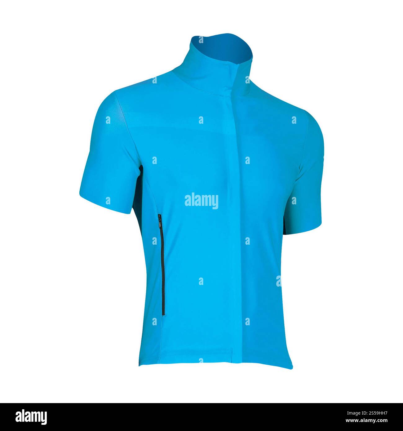 Blaue Jacke auf weißem Hintergrund Stockfoto