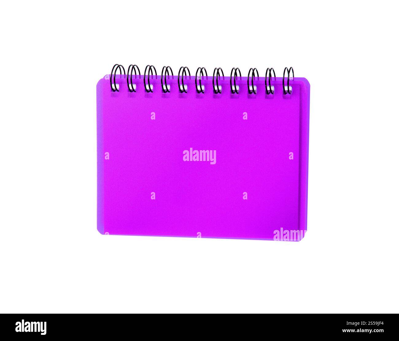 Purpule Farbe Cover Notizbuch isoliert auf weißem Hintergrund. Purpurfarbenes Notizbuch Stockfoto