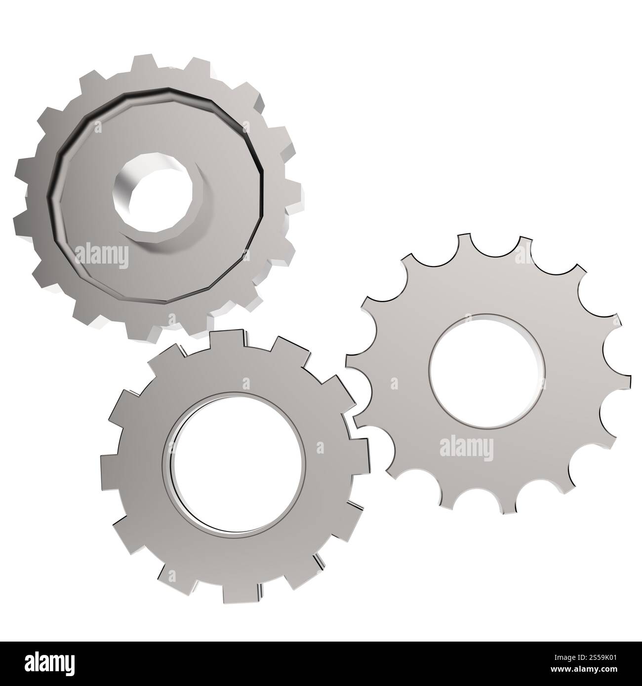 3D Zahnrad Zahnrad auf weißem Hintergrund Stockfoto