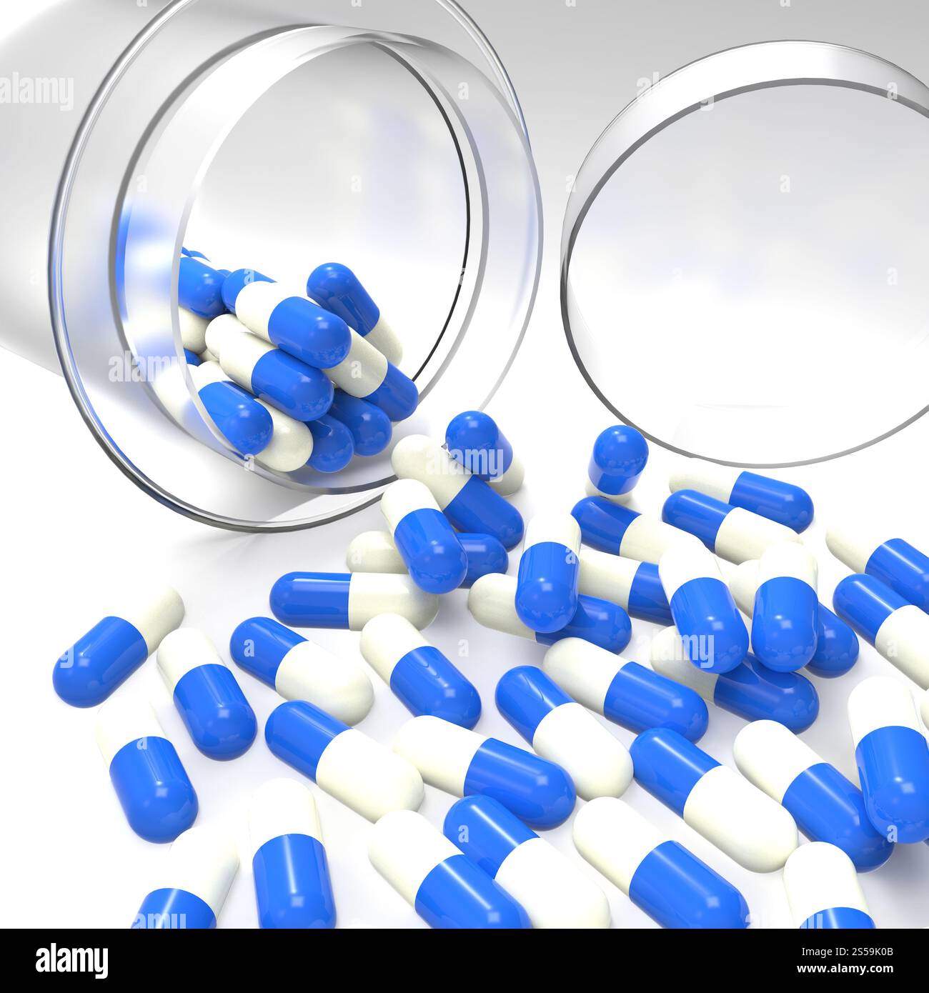 3D virtuelle medizinische Symbol mit Kapsel Pillen als Konzept Stockfoto