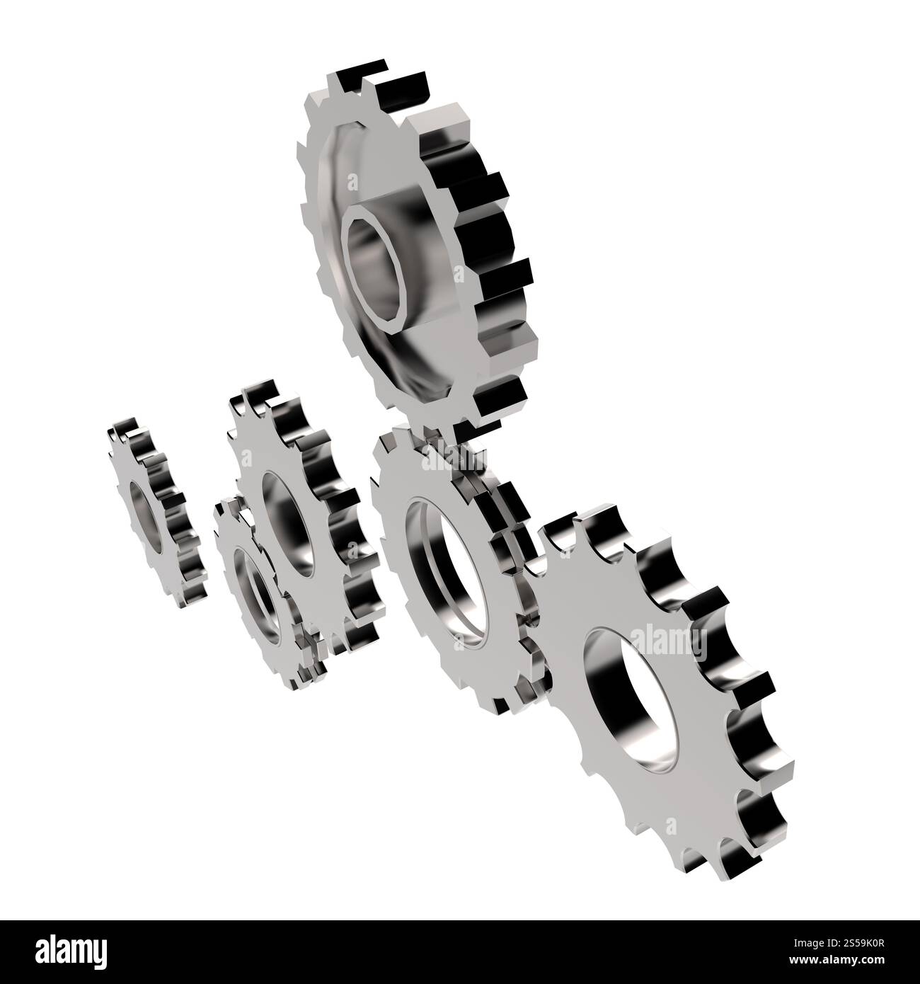 3D Zahnrad Zahnrad auf weißem Hintergrund Stockfoto