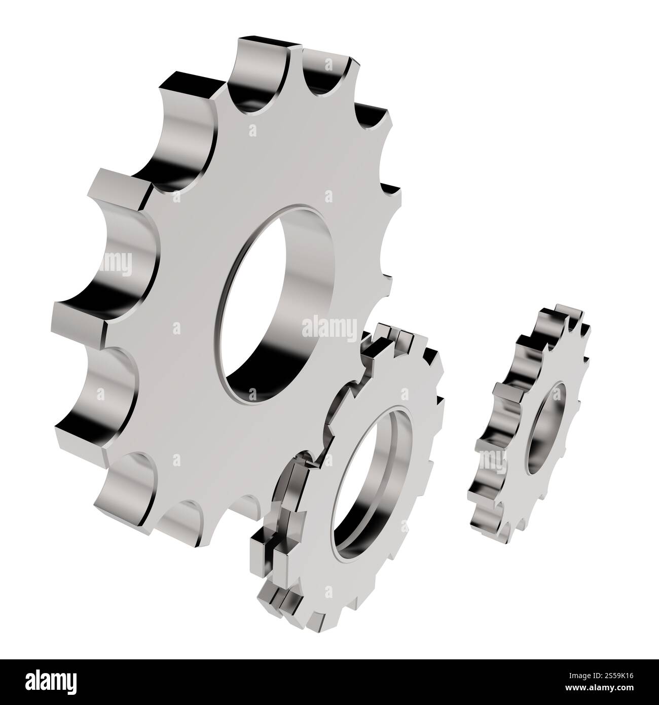 3D Zahnrad Zahnrad auf weißem Hintergrund Stockfoto