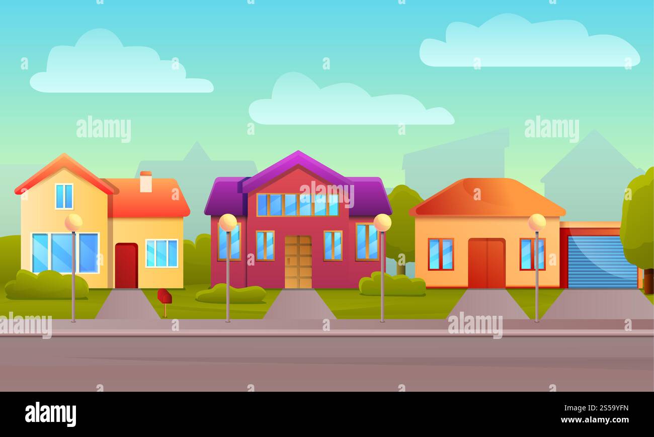 Cottage House Konzept Hintergrund. Zeichentrickillustration des Cottage House Vektor Konzept Hintergrund für Web Design. Cottage House Konzept Hintergrund, Cartoon Stil Stock Vektor