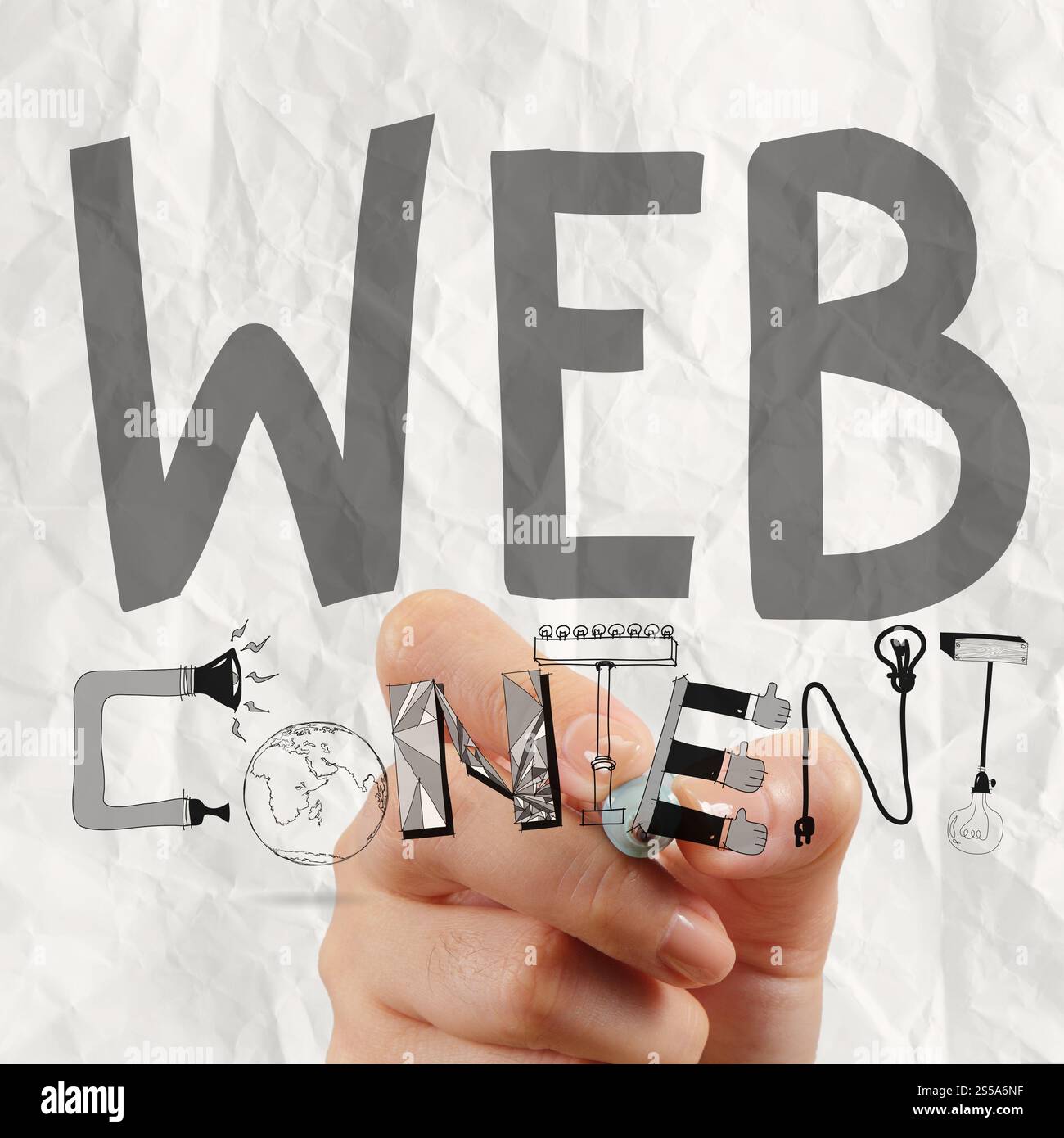 Business Mann Handzeichnung Web Content Grafiken Wort Diagramm als Konzept Stockfoto