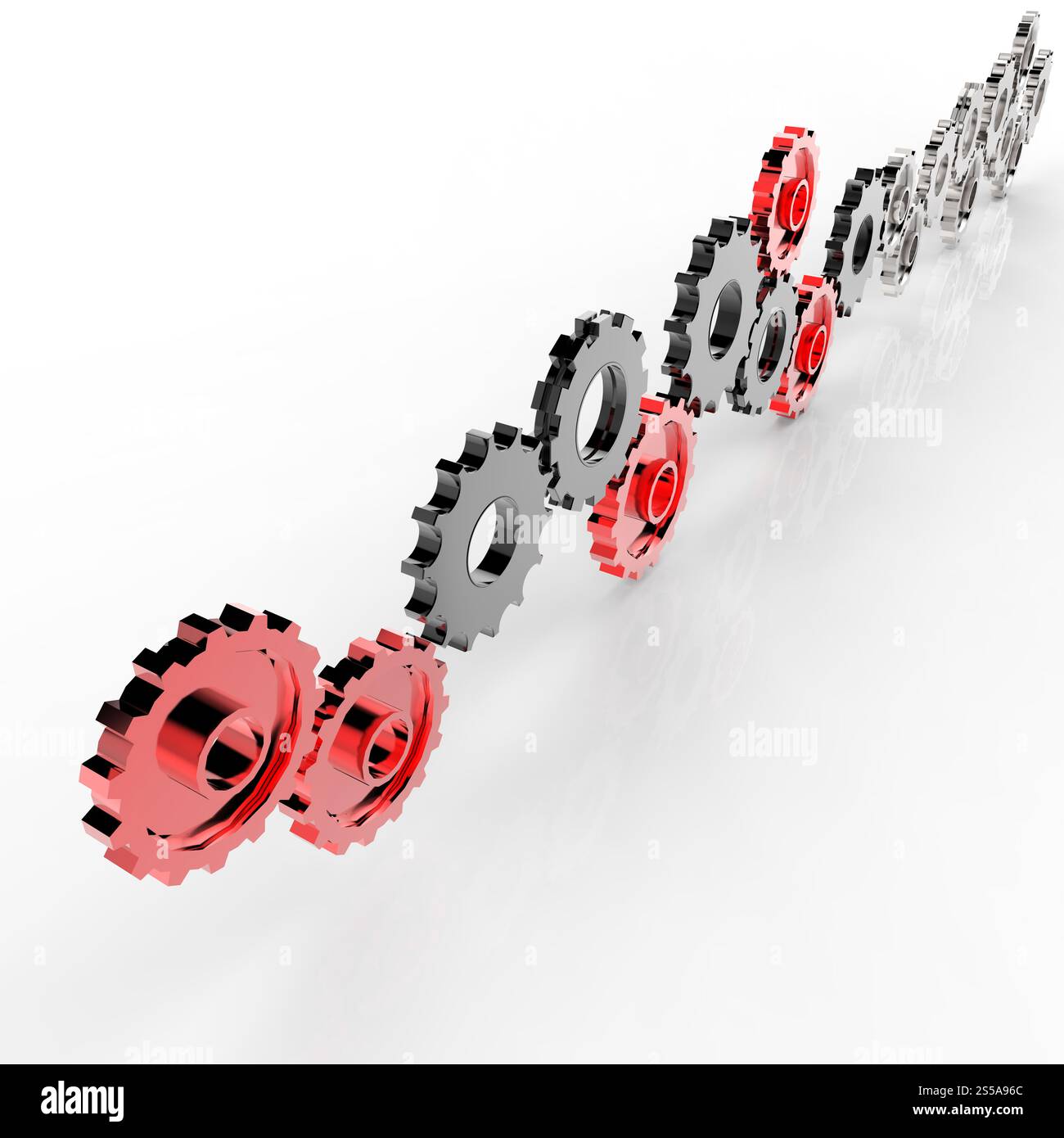Geschäftsleute und 3D-Zahnradausrüstung zum Erfolg als Konzept Stockfoto