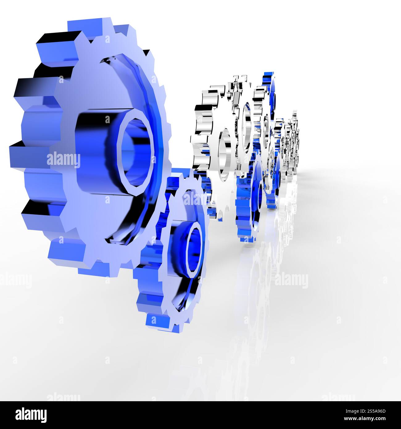 Geschäftsleute und 3D-Zahnradausrüstung zum Erfolg als Konzept Stockfoto