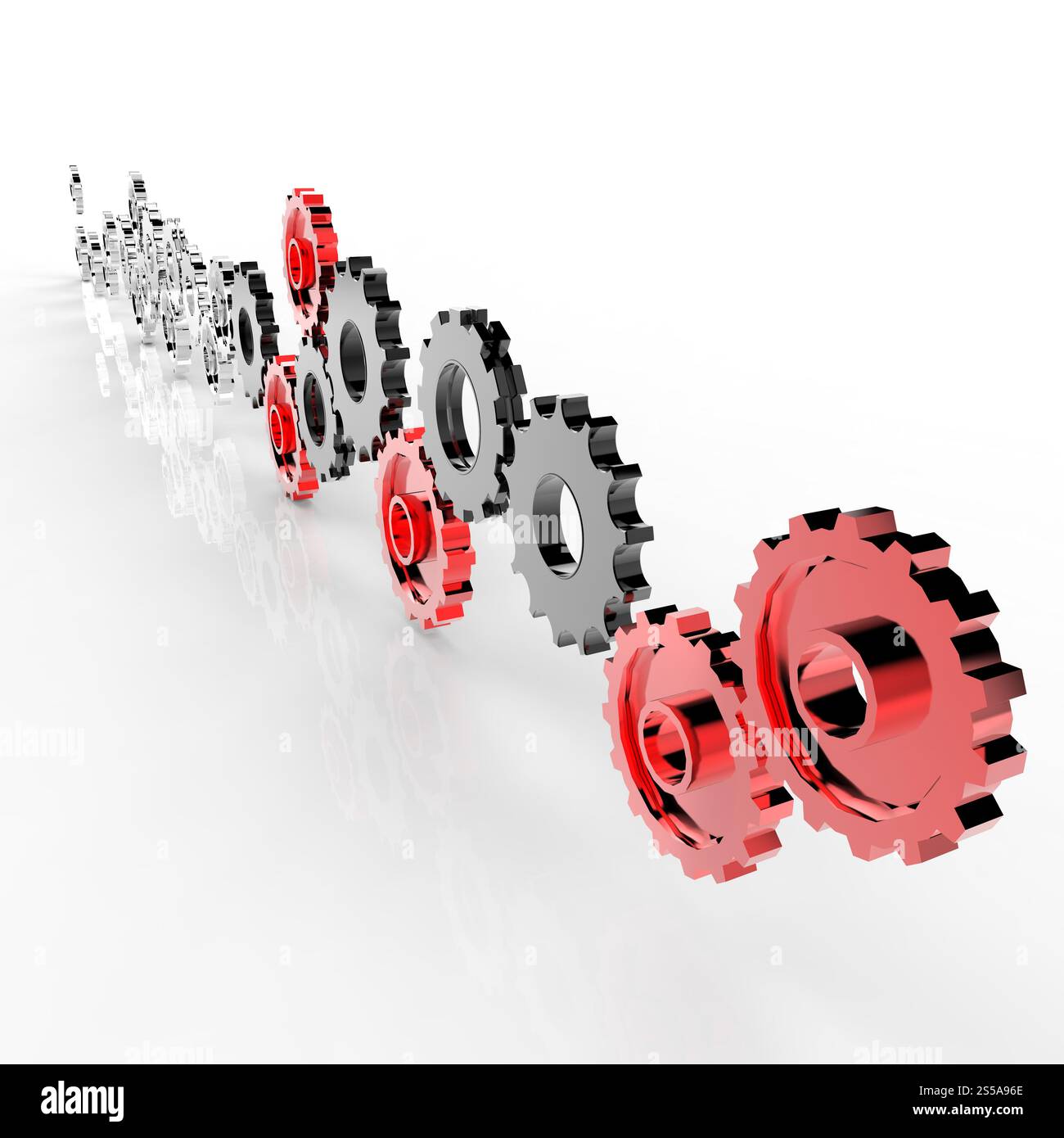 Geschäftsleute und 3D-Zahnradausrüstung zum Erfolg als Konzept Stockfoto