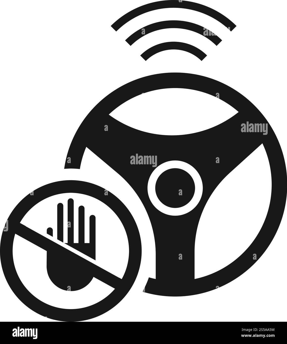 Kein Fahrer SMART Car-Symbol. Einfache Illustration eines intelligenten Vektorsymbols ohne Fahrer für Webdesign isoliert auf weißem Hintergrund. Kein Smart Car-Symbol für Fahrer, einfacher Stil Stock Vektor