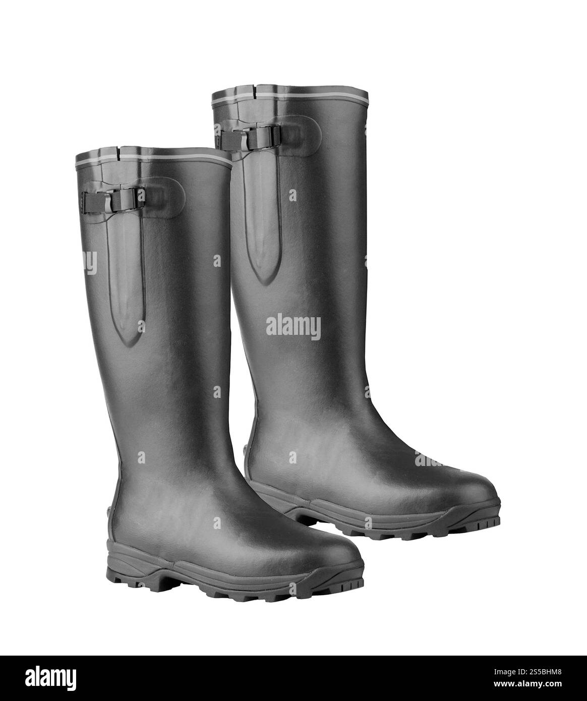 Gummistiefel auf weißem Hintergrund Stockfoto