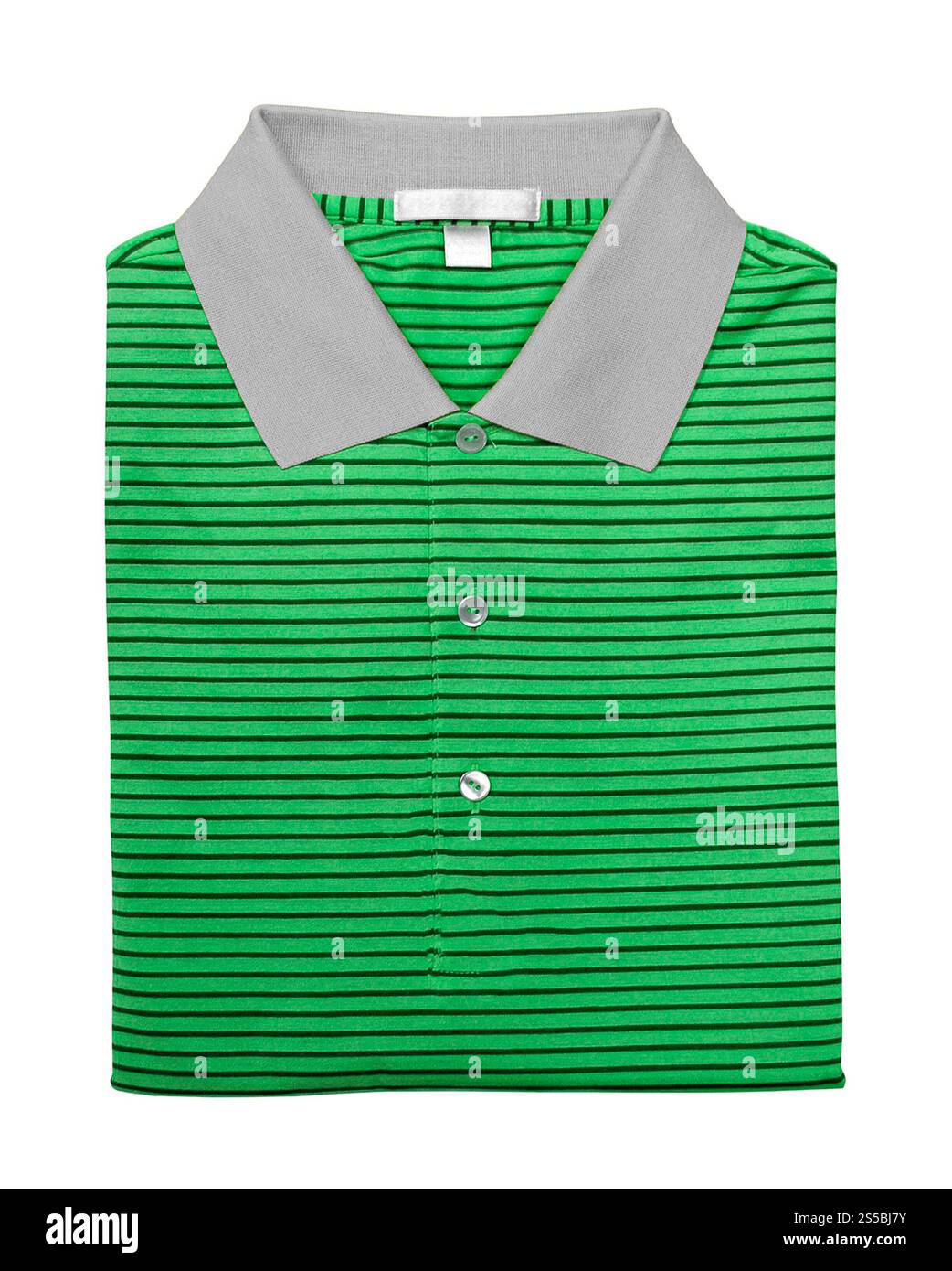 Grünes Poloshirt isoliert auf weißem Hintergrund Stockfoto