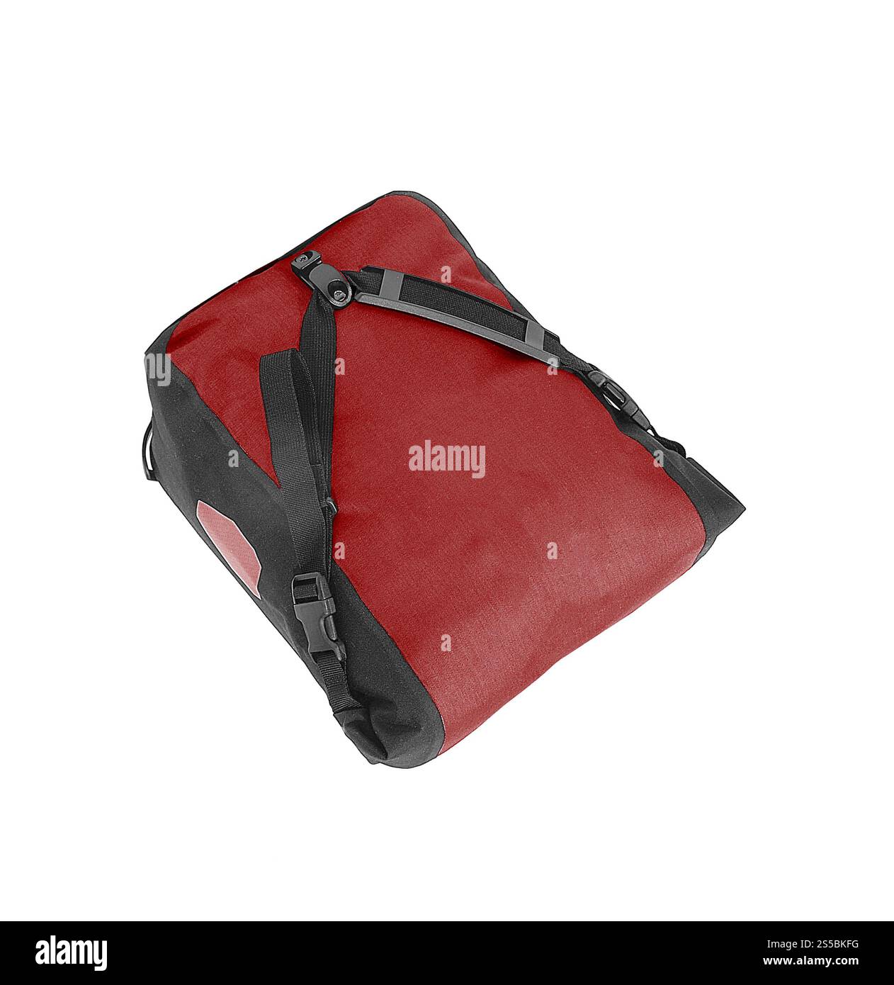 Roter Beutel isoliert auf weißem Hintergrund. Roter Beutel isoliert auf weiß Stockfoto