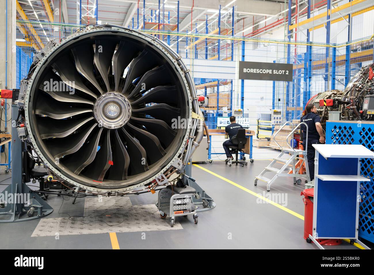 Belgien, Brüssel, 2024.06.11: Safran Aircraft Engine Services Brüssel eröffnet einen neuen MRO-Workshop für LEAP-Motoren in der Brüsseler Flughafenzone Stockfoto