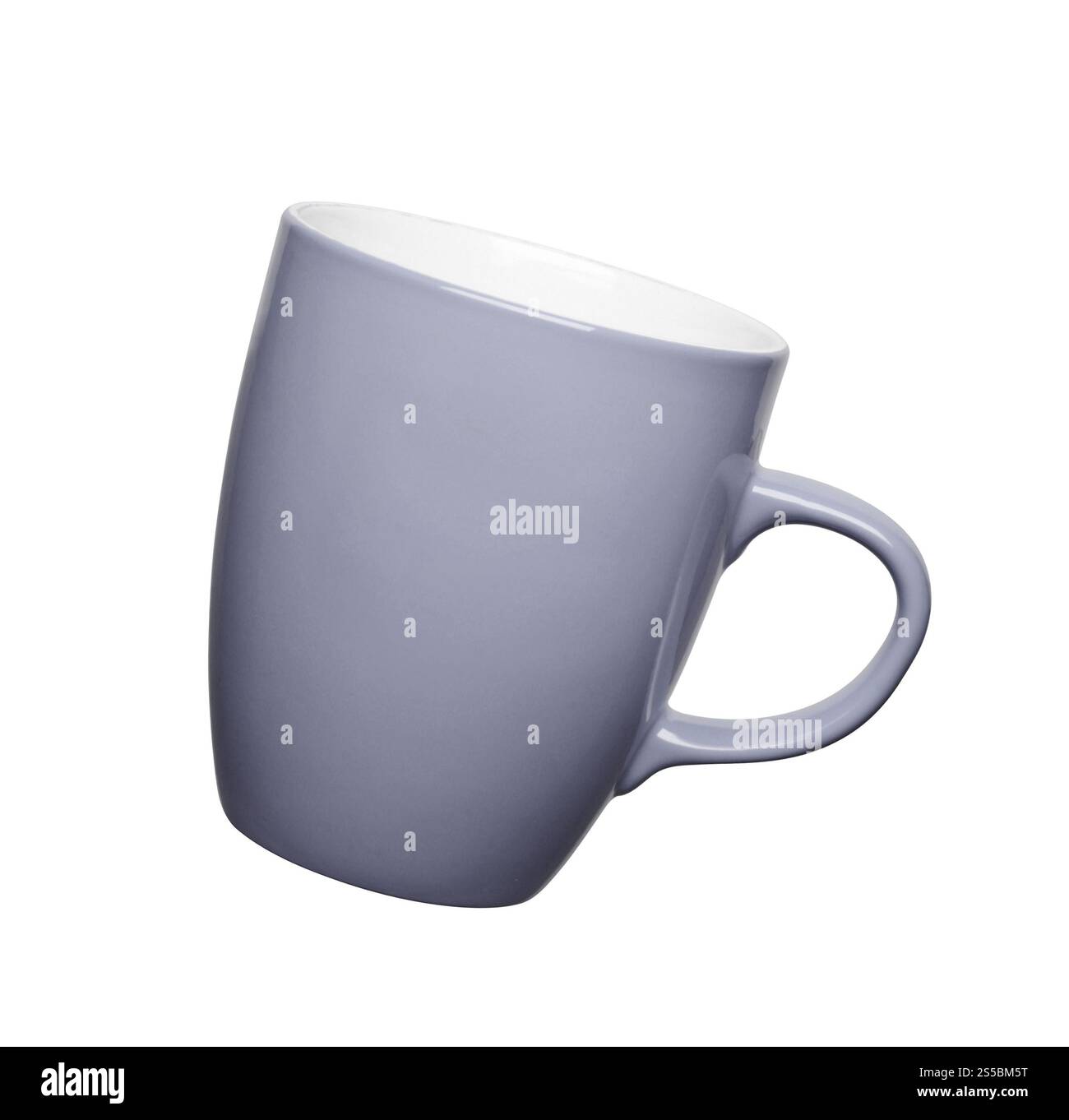 Graue Tasse isoliert auf weißem Hintergrund. Graue Tasse auf weißem Hintergrund Stockfoto