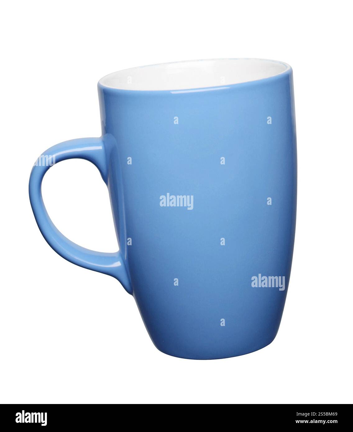 Blaue Tasse isoliert auf weißem Hintergrund. Blaue Tasse auf weißem Hintergrund Stockfoto