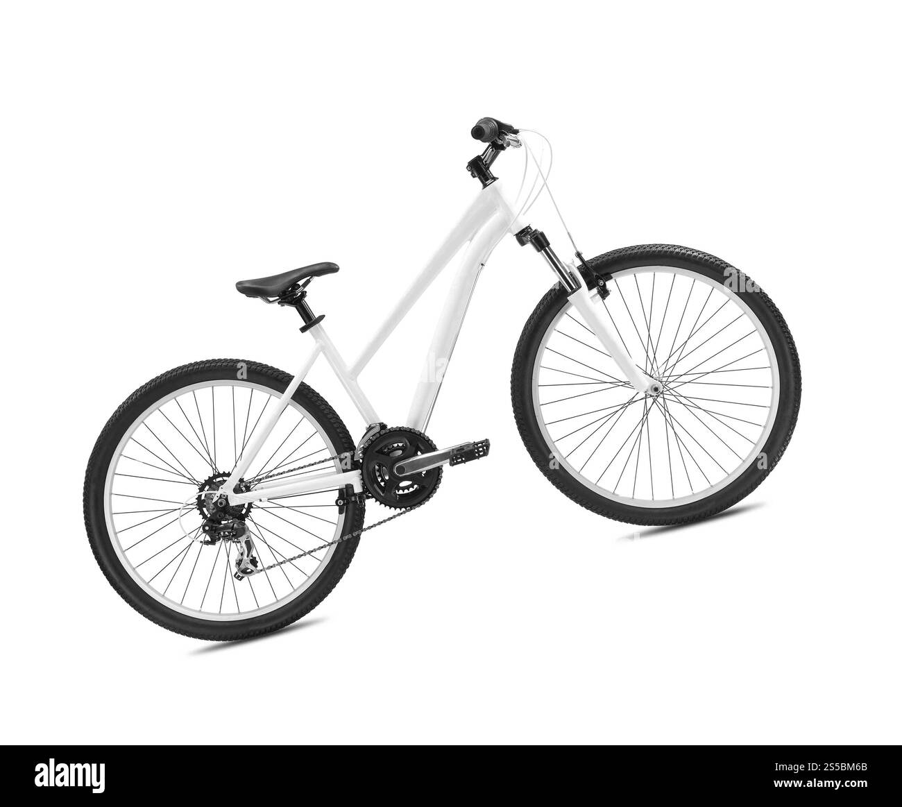 Neues Fahrrad isoliert auf weißem Hintergrund. Neues Fahrrad isoliert auf einem Weißen Stockfoto