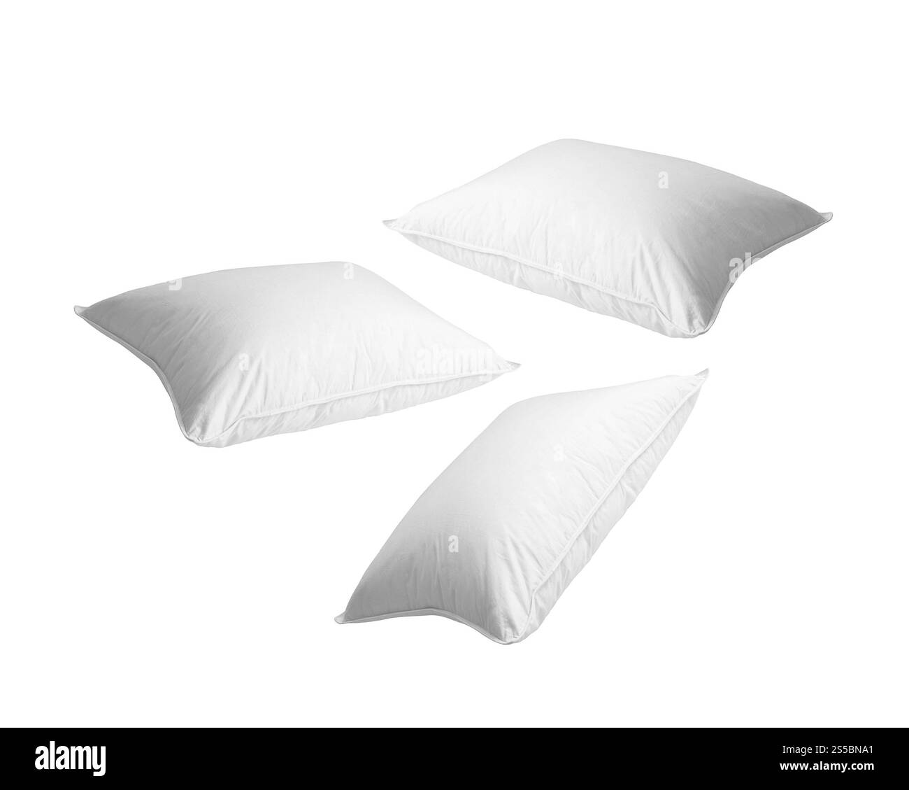 Nahaufnahme eines Kopfkissens auf weißem Hintergrund. Nahaufnahme eines Kopfkissens Stockfoto