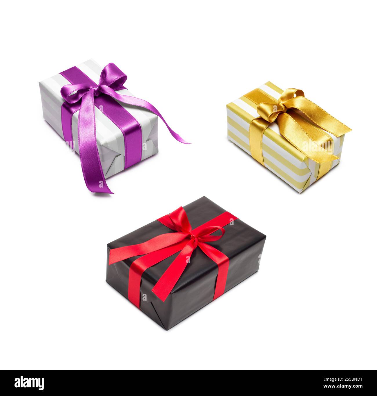 Geschenkboxen isoliert auf weiß. Geschenkboxen Stockfoto