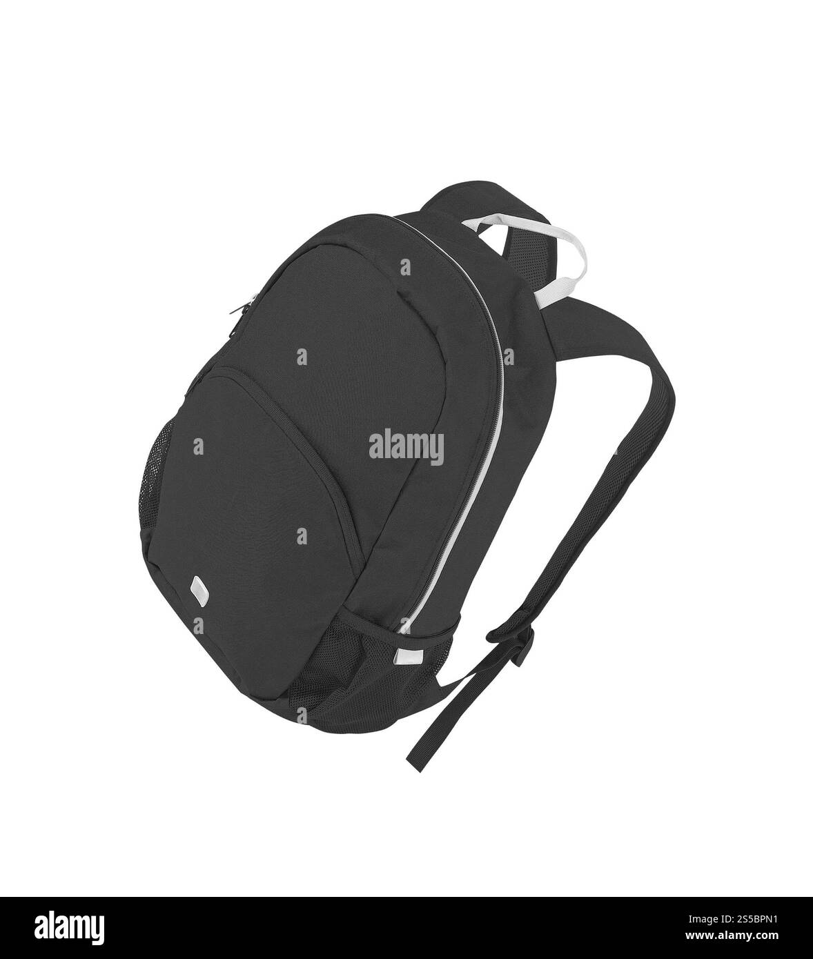 Rucksack voll mit Studienbüchern isoliert auf weißem Hintergrund. Rucksack voll mit Studienbüchern Stockfoto