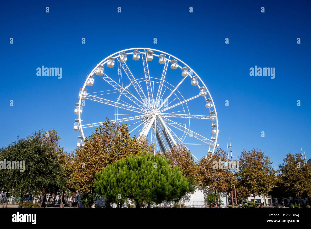 Riesenrad im alten Hafen von La Rochelle, Frankreich. Riesenrad im Hafen von La Rochelle, Frankreich Stockfoto