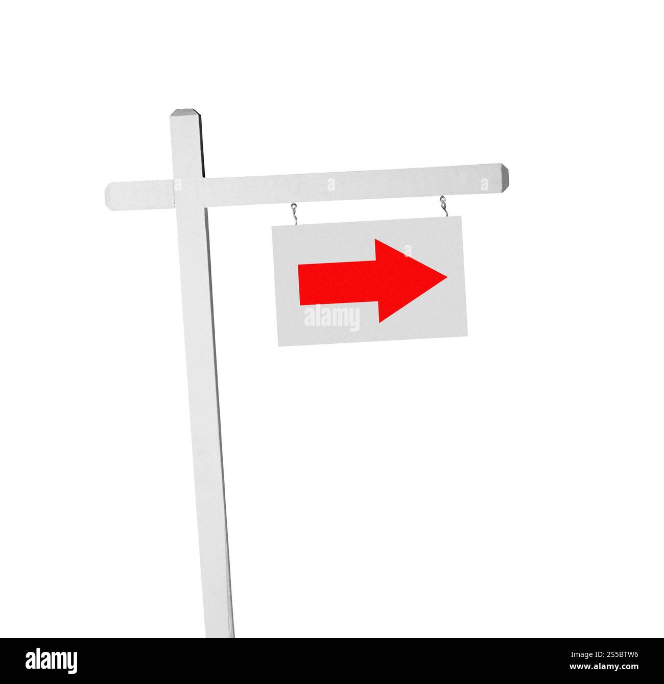 Hölzernes Richtungsschild isoliert auf weiß. Hölzernes Richtungsschild Stockfoto