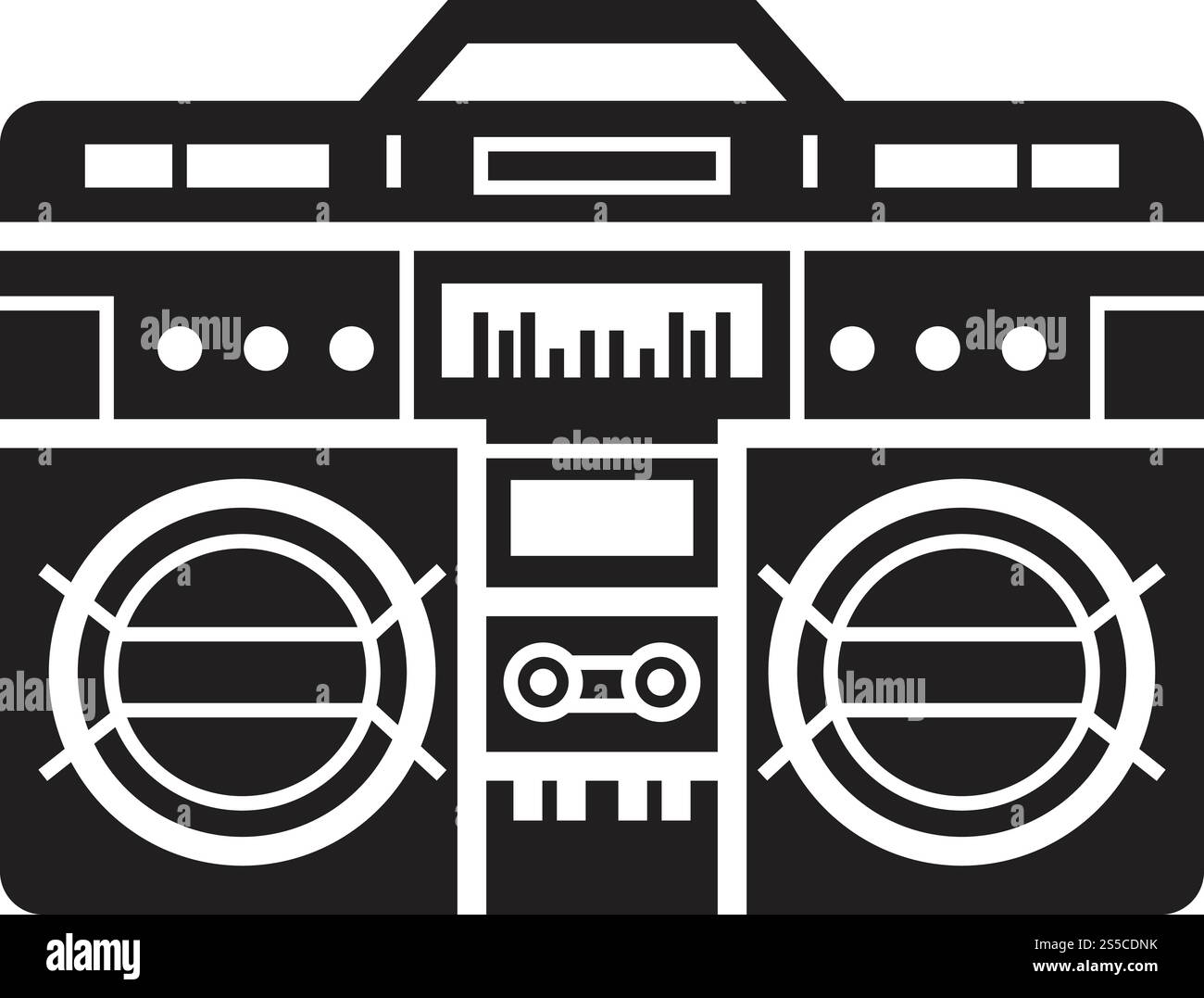 Moderne Boombox-Symbol. Einfache Illustration des modernen Boombox-Vektorsymbols für Webdesign isoliert auf weißem Hintergrund. Moderne Boombox-Ikone, schlichter Stil Stock Vektor