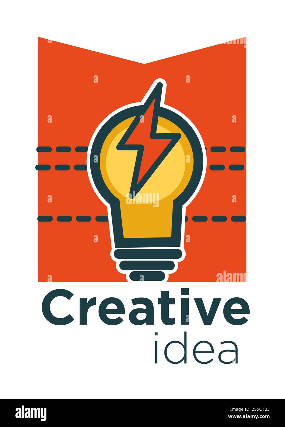 Kreative Idee elektrische Glühlampe beleuchtet Licht. Helle Glühlampe mit Schraube und Überschrift, die Problemlösung auf innovative Weise symbolisiert. Brainstorming und Antworten Poster Vektor-Illustration. Kreative Idee elektrische Glühlampe Beleuchtung Licht Vektor Illustration Stock Vektor