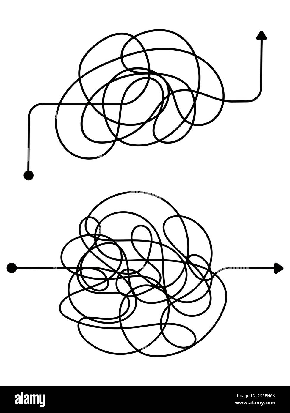 Verwirrter Prozess, Chaoslinie Symbol. Throuble-Idee-Vektorkonzept. Abbildung: Isoliert auf weiß. Verwirrter Prozess, Chaoslinie Symbol. Throuble-Idee-Vektorkonzept Stock Vektor