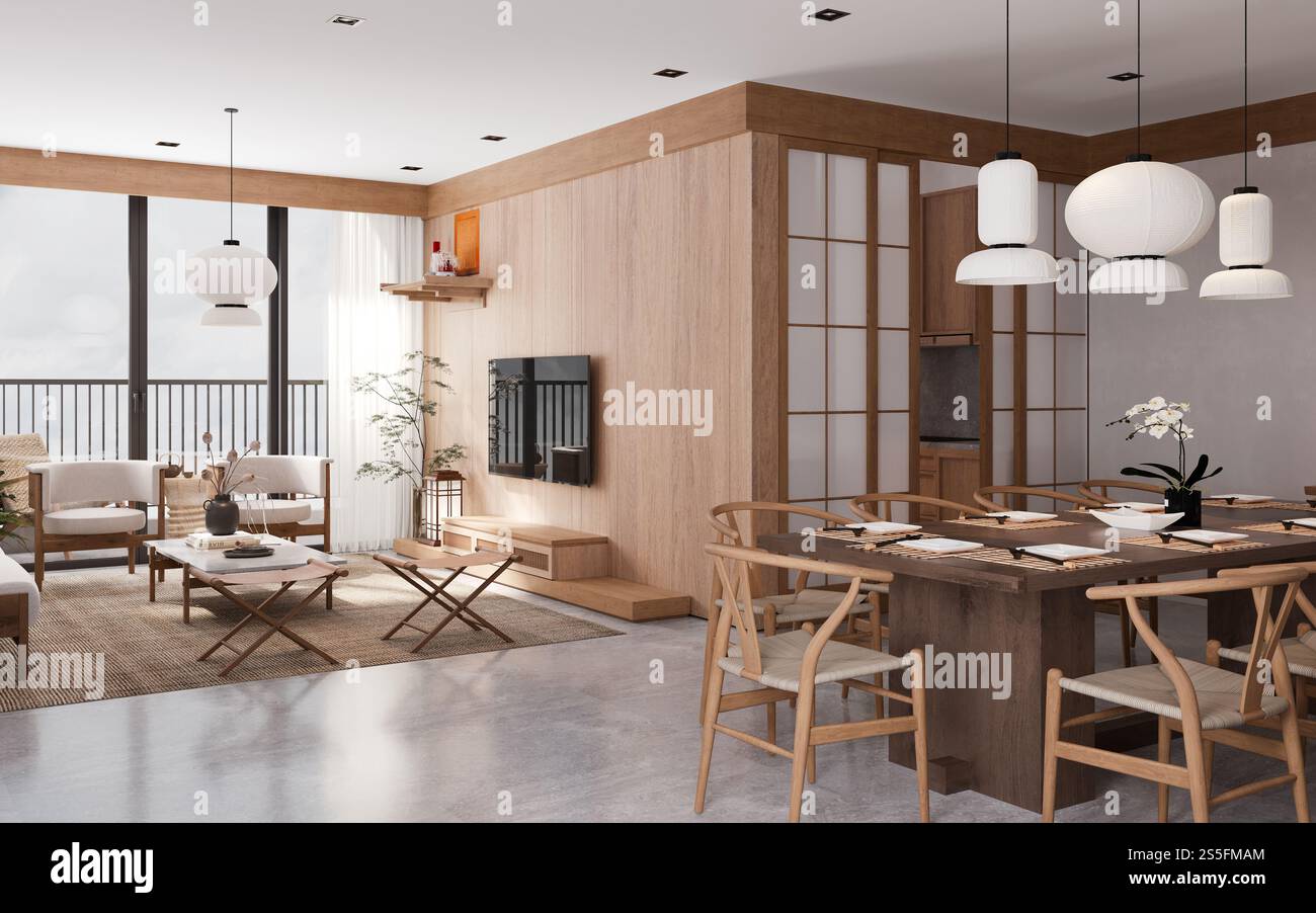 3D-Render Wohnzimmer Stockfoto